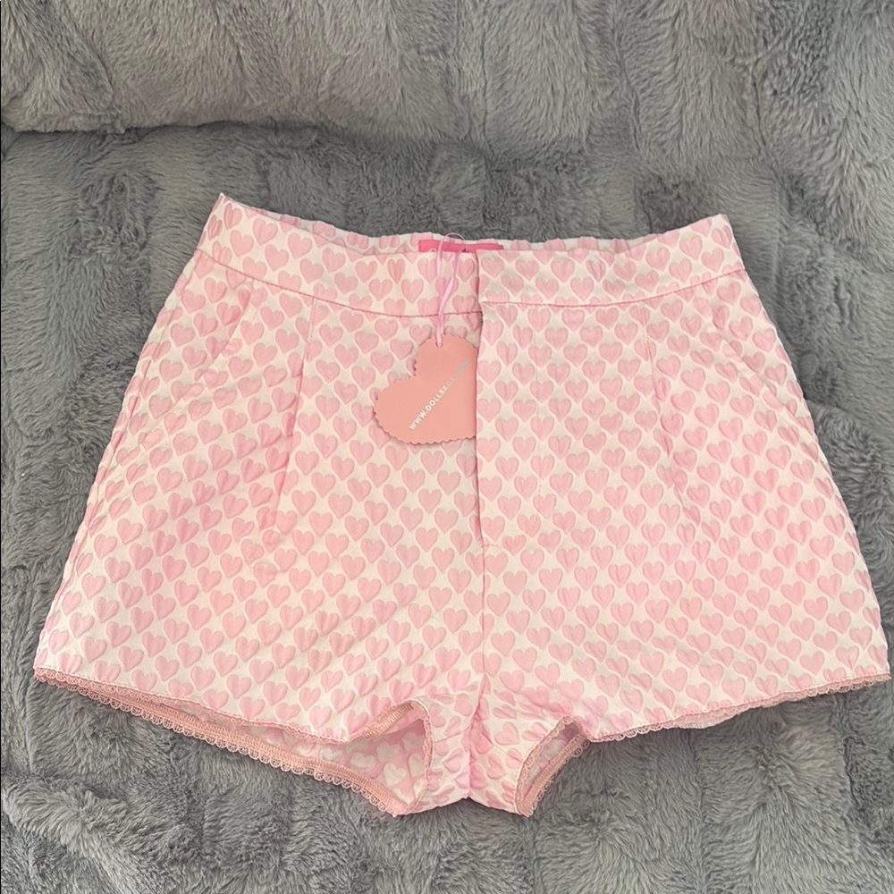 Dolls Kill‎ Sugar Thrillz Heart Patterned Pink Shorts Valentine’s Day